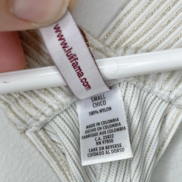 Luli Fama Shimmery Beige V-Neck Drawstring Swim Coverup - Picture 7 of 9